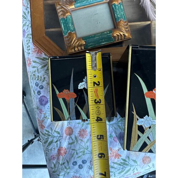 1980's Set/2 matching jewelry boxes medium small Otagiri Japanese chic vintage - Picture 8 of 9